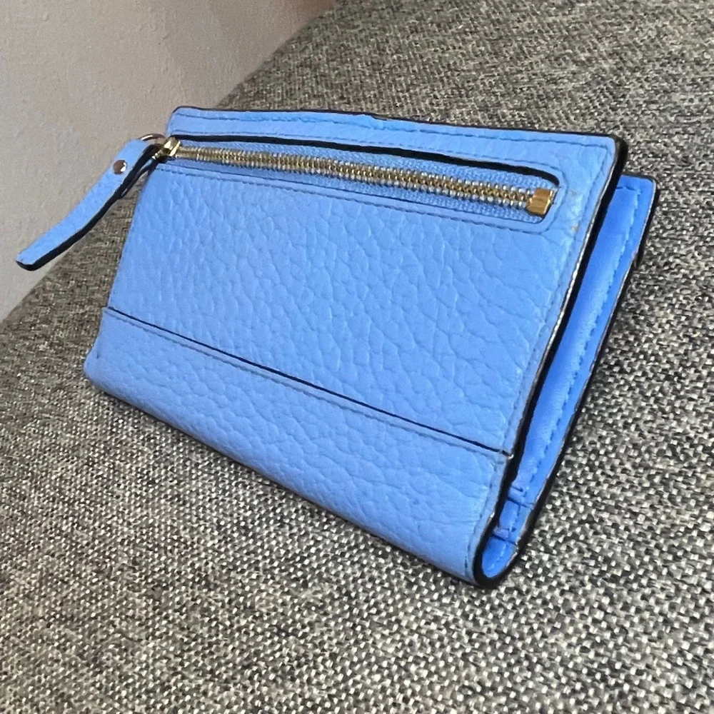 Kate Spade Stacy Bay Street Bifold Leather Wallet color Alice blue